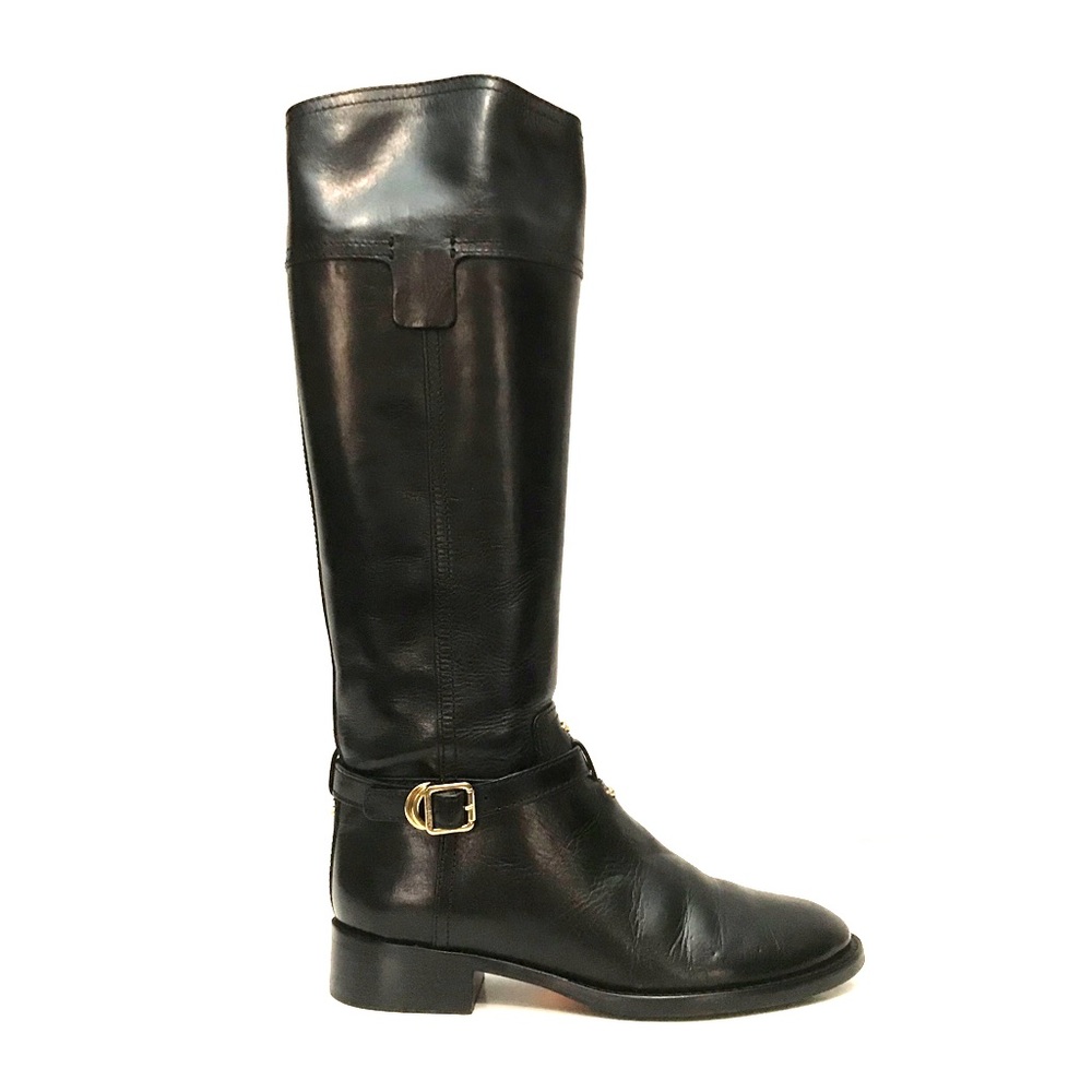 Tory Burch Tall Black Leather Zip Riding Boots 7